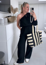 Lade das Bild in den Galerie-Viewer, Oneshoulder Musselin Jumpsuit | "CALI" | Beige &amp; Schwarz
