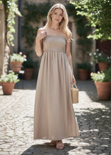 Lade das Bild in den Galerie-Viewer, Schulterfreies Baumwollkleid MILANO |  Cappuccino

